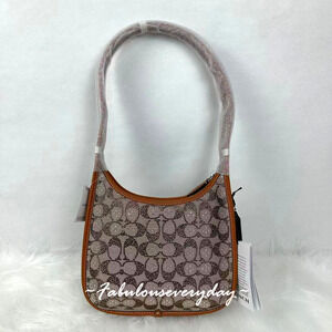 COACH Crystal Curve Zip Shoulder Bag In Signature Jacquard/Burnished Amber CCC50